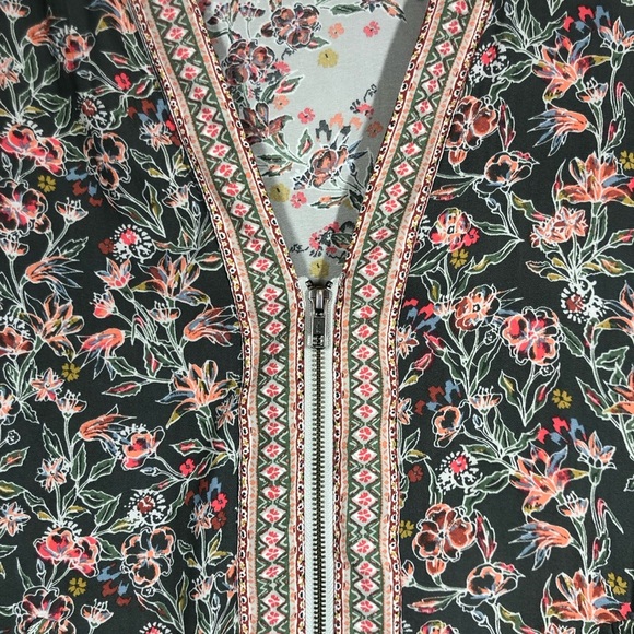 Free People Wildflower Zip Kimono Too Size XS/S Black Floral Sheer Baggy Nature - Picture 2 of 6